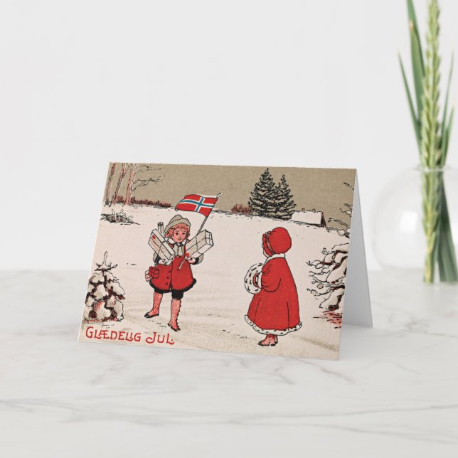 Vintage Christmas Card | Glædelig Jul Norway (Front)