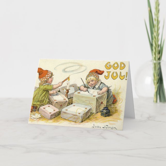 Vintage Christmas Card | Gnomes Norway God Jul (Front)