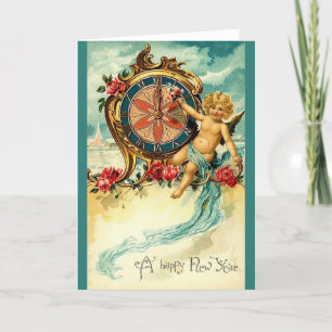 Vintage Christmas Card Happy New year
