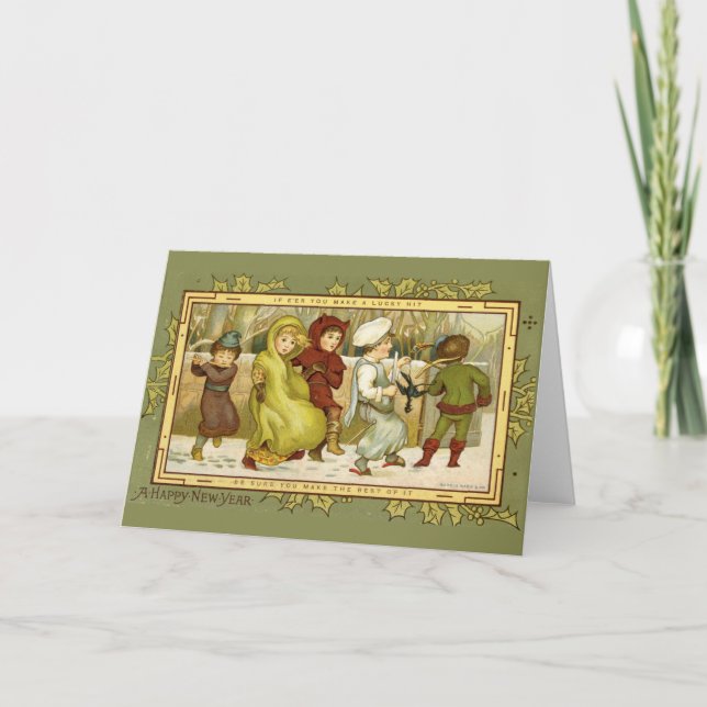 Vintage Christmas Card | Happy New Year  (Front)