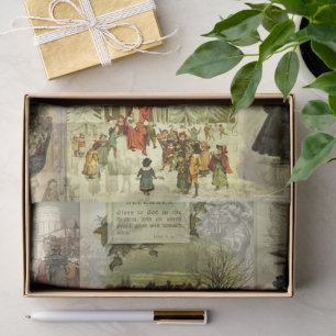 Vintage Christmas Card Images Collage Tissue Paper