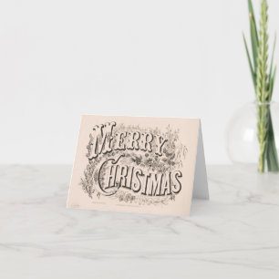 Vintage Christmas Card   Merry Christmas Wreath