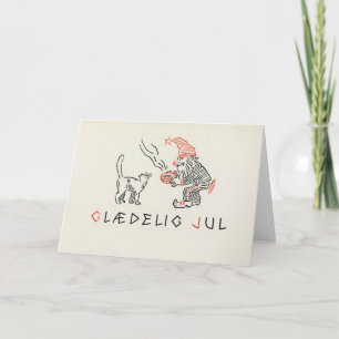 Vintage Christmas Card Norway   Glædelig Jul Gnome