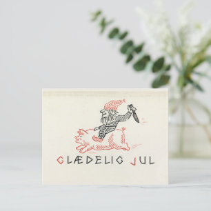 Vintage Christmas Card Norway   Glædelig Jul Gnome