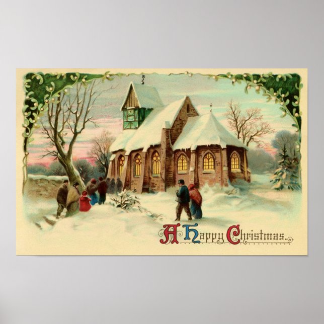 Vintage Christmas Card Poster (Front)