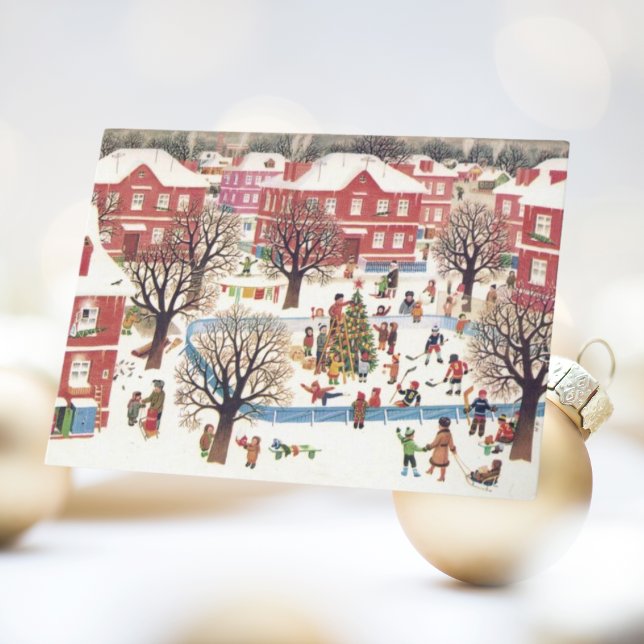 Vintage Christmas Card Retro Winter Snowy Village (Vintage Christmas Card | Retro Winter Snowy Village Christmas card
)