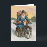 Vintage Christmas Card Santa Claus motorcycle<br><div class="desc">Vintage Victorian Christmas Card sure to make you giggle and smile. These victorian style christmas greeting cards can give a 19th century Xmas charm and an antique victorian era flair to your Holiday Wishes. This Santa Claus Vintage moto christmas card with a motorcycle theme for all motorcycle lovers. Santa on...</div>