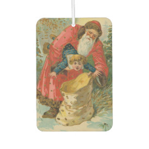 Vintage Christmas Card, Santa Claus, Naughty Child Car Air Freshener