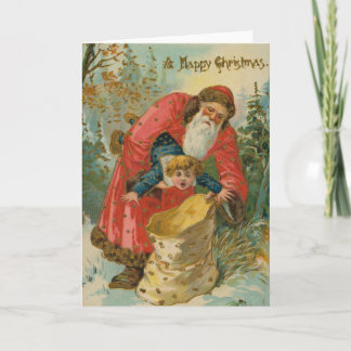 Vintage Christmas Card, Santa Claus, Naughty Child Card