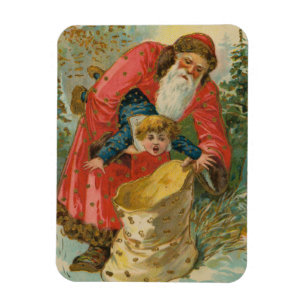 Vintage Christmas Card, Santa Claus, Naughty Child Magnet