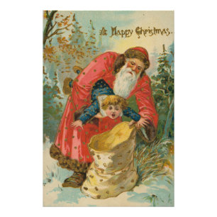 Vintage Christmas Card, Santa Claus, Naughty Child Photo Print