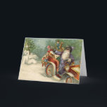 Vintage Christmas Card | Santa vintage car Snowman<br><div class="desc">Vintage Victorian Christmas Card sure to make you giggle and smile. These victorian style christmas greeting cards can give a 19th century Xmas charm and an antique victorian era flair to your Holliday Wishes. This Funny Vintage car christmas card with an automobile theme for all car lovers has also a...</div>
