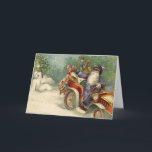 Vintage Christmas Card | Santa vintage car Snowman<br><div class="desc">Vintage Victorian Christmas Card sure to make you giggle and smile. These victorian style christmas greeting cards can give a 19th century Xmas charm and an antique victorian era flair to your Holliday Wishes. This Funny Vintage car christmas card with an automobile theme for all car lovers has also a...</div>