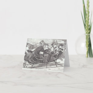 Vintage Christmas Card SLEIGH BELLES (1869)