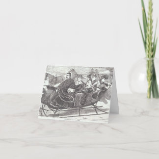 Vintage Christmas Card SLEIGH BELLES (1869)