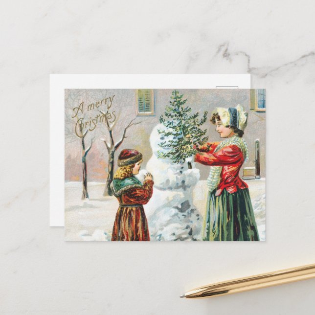 Vintage Christmas Card: Timeless Charm Holiday Postcard (Front/Back In Situ)