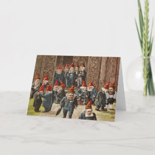Vintage Christmas Card   Village Politicians Gnome