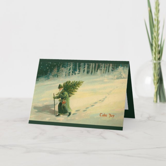 Vintage Christmas card & vintage verse "Take Joy" (Front)