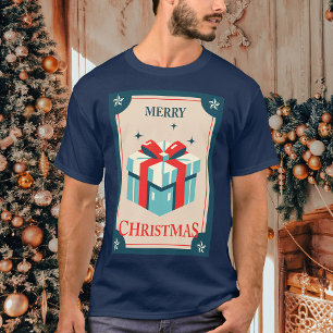 Vintage Christmas Card With Festive Gift Box T-Shirt