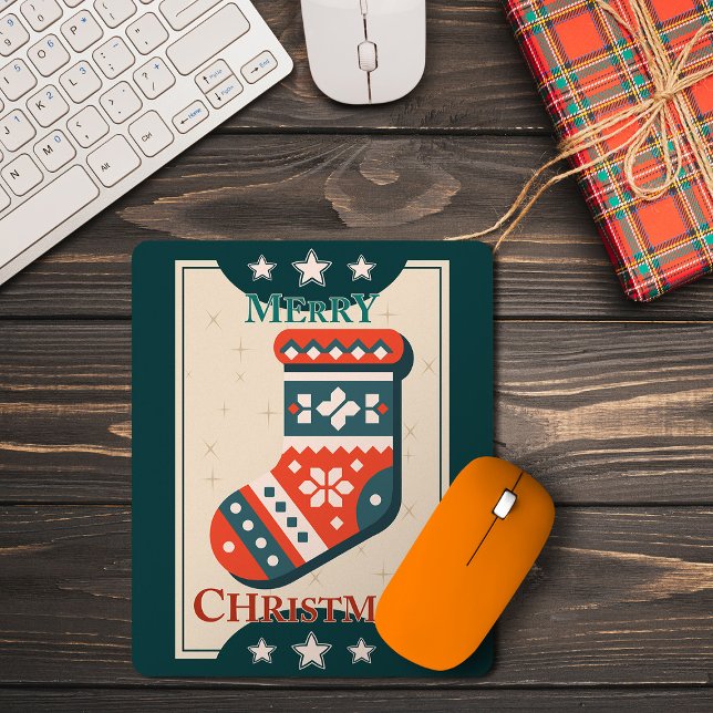 Vintage Christmas Card with Stocking Illustration  Mouse Mat (Creator Uploaded)