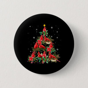 Vintage Christmas Cardinal Birds Snowings Xmas Tre 6 Cm Round Badge