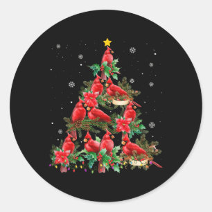 Vintage Christmas Cardinal Birds Snowings Xmas Tre Classic Round Sticker