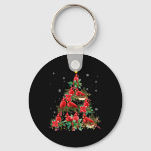 Vintage Christmas Cardinal Birds Snowings Xmas Tre Key Ring