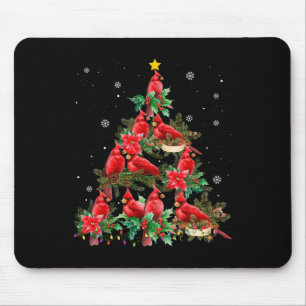 Vintage Christmas Cardinal Birds Snowings Xmas Tre Mouse Mat