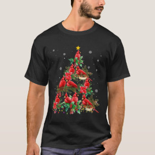 Vintage Christmas Cardinal Birds Snowings Xmas Tre T-Shirt