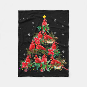 Vintage Christmas Cardinal Birds Tree Lights Funny Fleece Blanket