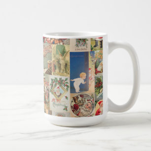 Vintage Christmas Cards Holiday Pattern Coffee Mug