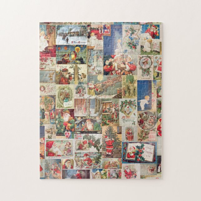 Vintage Christmas Cards Holiday Pattern Jigsaw Puzzle (Vertical)