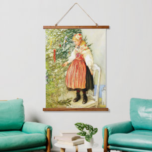Vintage Christmas Carl Larsson Swedish Hanging Tapestry