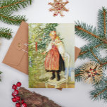 Vintage Christmas Carl Larsson Swedish Holiday Card<br><div class="desc">A vintage Christmas scene by Swedish artist Carl Larsson (1853 – 1919). Illustration of a girl dressed in a traditional swedish folk costume,  decorating a christmas tree.</div>