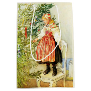 Vintage Christmas Carl Larsson Swedish Medium Gift Bag
