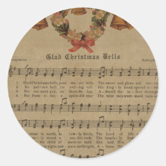 Vintage Christmas Carol Music Sheet Classic Round Sticker