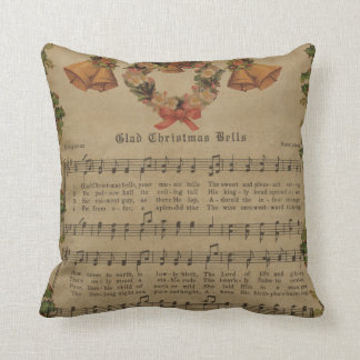 Vintage Christmas Carol Music Sheet Cushion