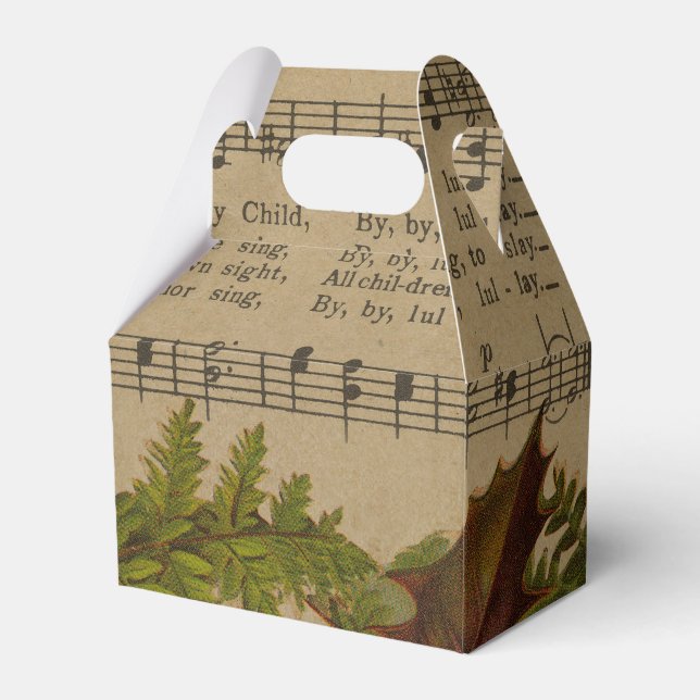 Vintage Christmas Carol Music Sheet Favour Box (Front Side)