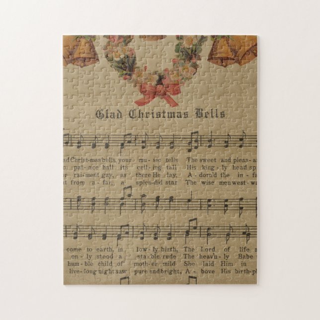 Vintage Christmas Carol Music Sheet Jigsaw Puzzle (Vertical)