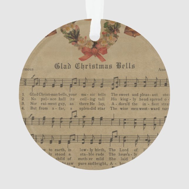 Vintage Christmas Carol Music Sheet Ornament (Back)