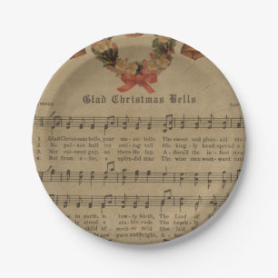 Vintage Christmas Carol Music Sheet Paper Plate