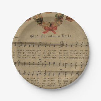 Vintage Christmas Carol Music Sheet Paper Plate