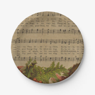 Vintage Christmas Carol Music Sheet Paper Plate