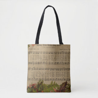 Vintage Christmas Carol Music Sheet Tote Bag