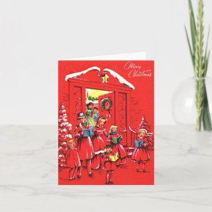 Vintage Christmas Carolers in Red Card
