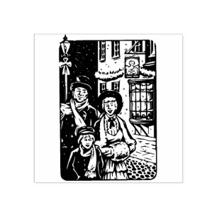 Vintage Christmas Carolers Rubber Stamp