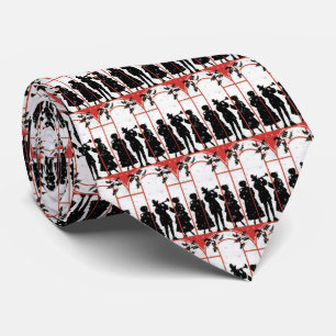 Vintage Christmas Carolers Silhouette Illustration Tie