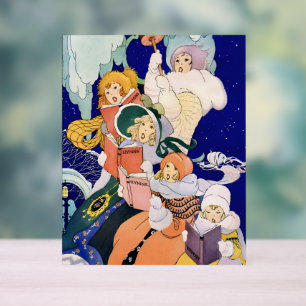 Vintage Christmas Carolers Under the Stars Acrylic Sign