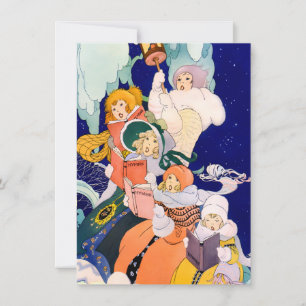 Vintage Christmas Carolers Under the Stars Card