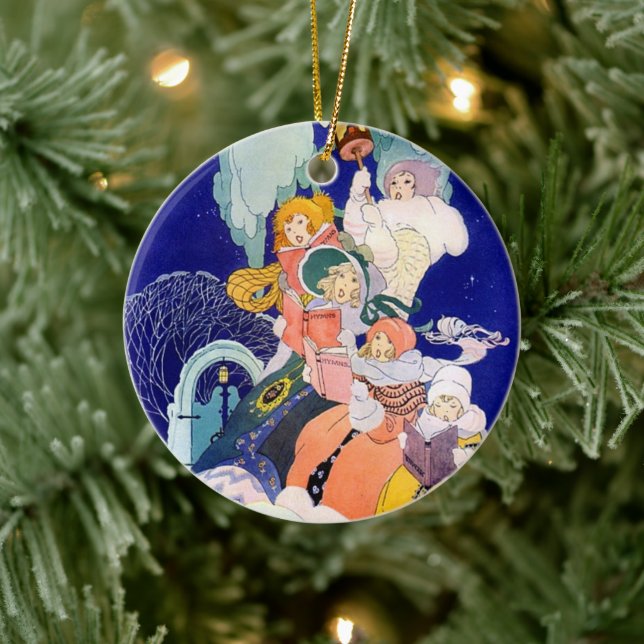 Vintage Christmas Carolers Under the Stars  Ceramic Tree Decoration (Tree)